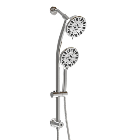 Multi Function Dual Shower Head Shower System With 4.7" Rain Showerhead, 7 Function Hand Shower, Adjustable Slide Bar