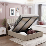 Elegant Upholstered Platform Bed With Hydraulic Storage System