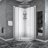 Semi Frameless Neo Angle Hinged Shower Enclosure With Clear Tempered Glass - Brushed Nickel