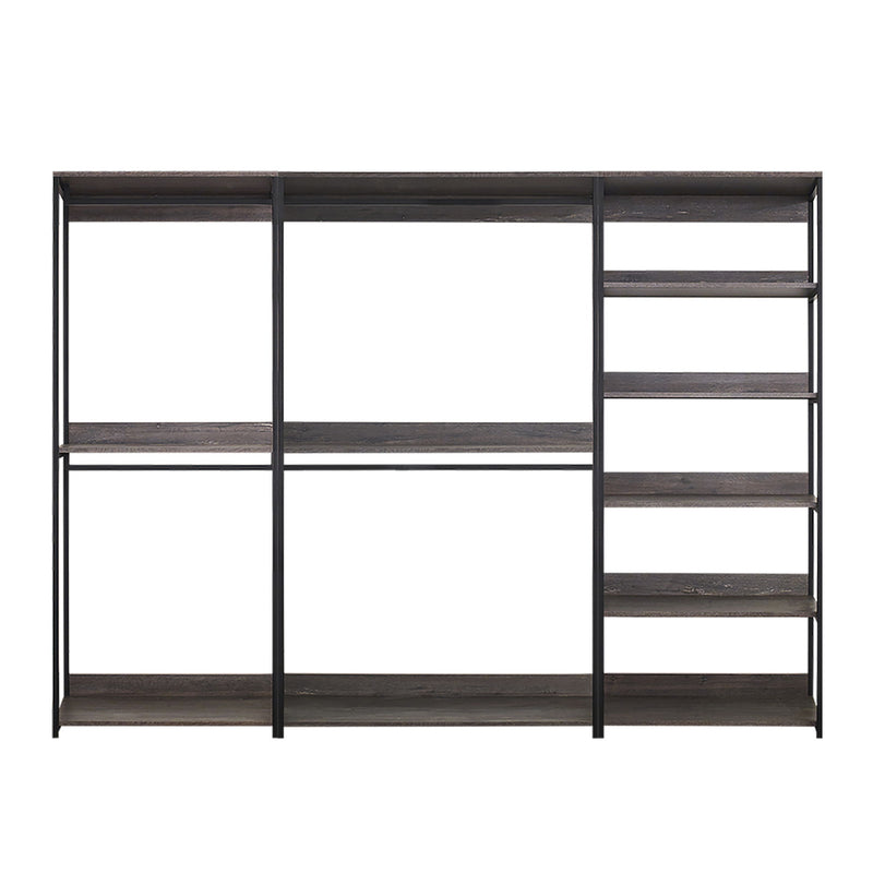 Monica - Wood Walk In Closet System With Spacious Drawer In Wood And Metal Frame - Gray
