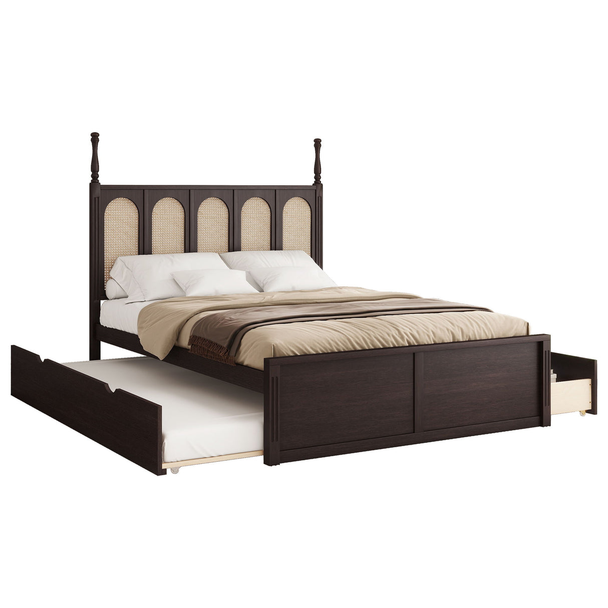Platform Bed With With 2 Big Drawers With Trundle