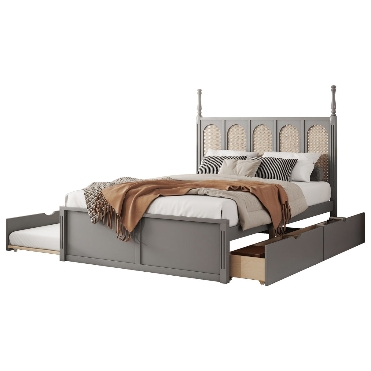 Platform Bed With With 2 Big Drawers With Trundle