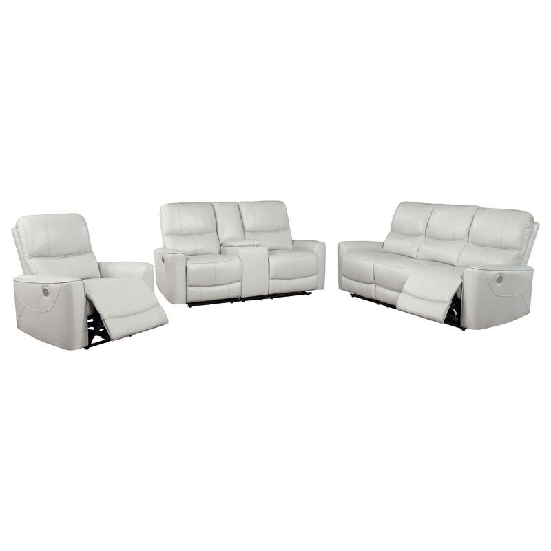 Amberly - 3 Piece Power Reclining Sofa Set - Light Gray