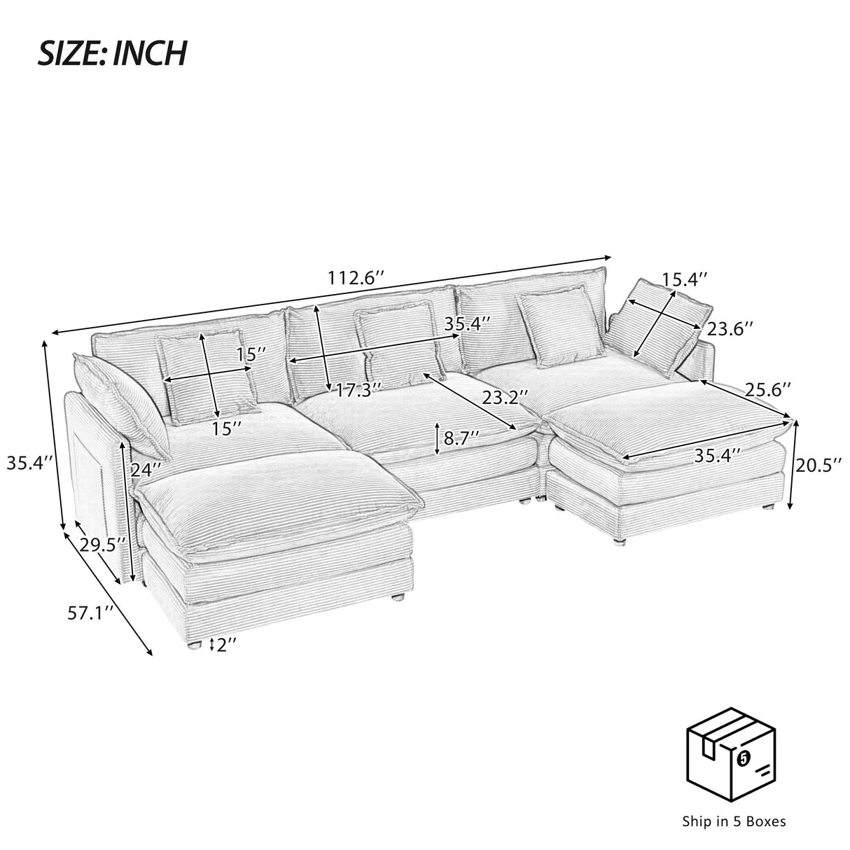 Modern Modular Sectional Sofa With Side Storage Pockets For Living Room