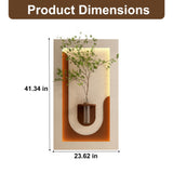 Adjustable 3 Color LED Sandstone Wall Decor With Simulated Plants, Vase & Rabbit Statue - Light Coffee