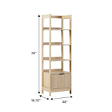 Transitional Narrow Bookshelf With Drawer On Bottom