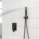 Dual Shower Head System With Rainfall Design, 10" Wall Mounted Square Shower Set - Matte Black