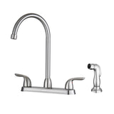 Kitchen Sink Faucet With 2 Handles And Pull Out Side Sprayer, 4 Hole Installation