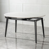 Modern Extendable Round Dining Table With Sintered Stone Top - White / Black