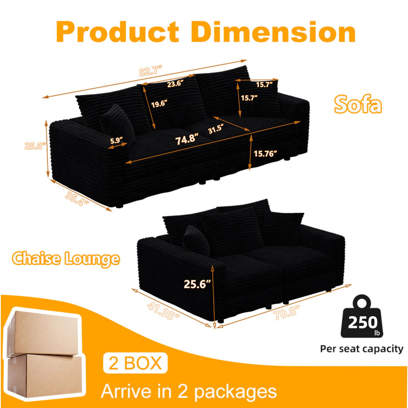 4 Seat Sofa, Modern Comfy Upholstered Sofa Cloud Couch, Deep Seat Couches With Soft Pillows