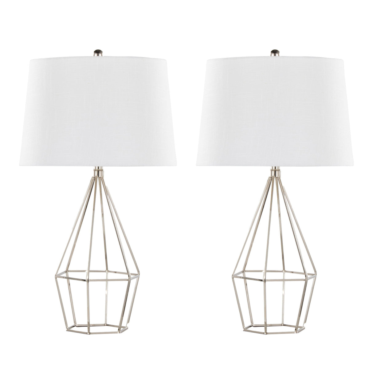 Diana - Contemporary Table Lamp (Set of 2) - Polished Nickel / Black Satin