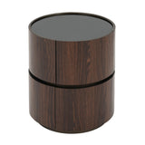 Elegant Italian High Grade Double Layer Storage Round Side Table - Brown / Black