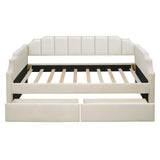 Upholstered Daybed With Drawers, Slat Support