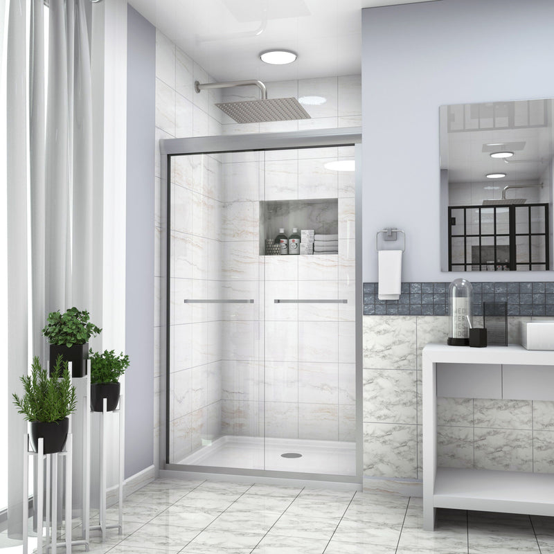 Modern Double Sliding Shower Enclosure, Tempered Glass