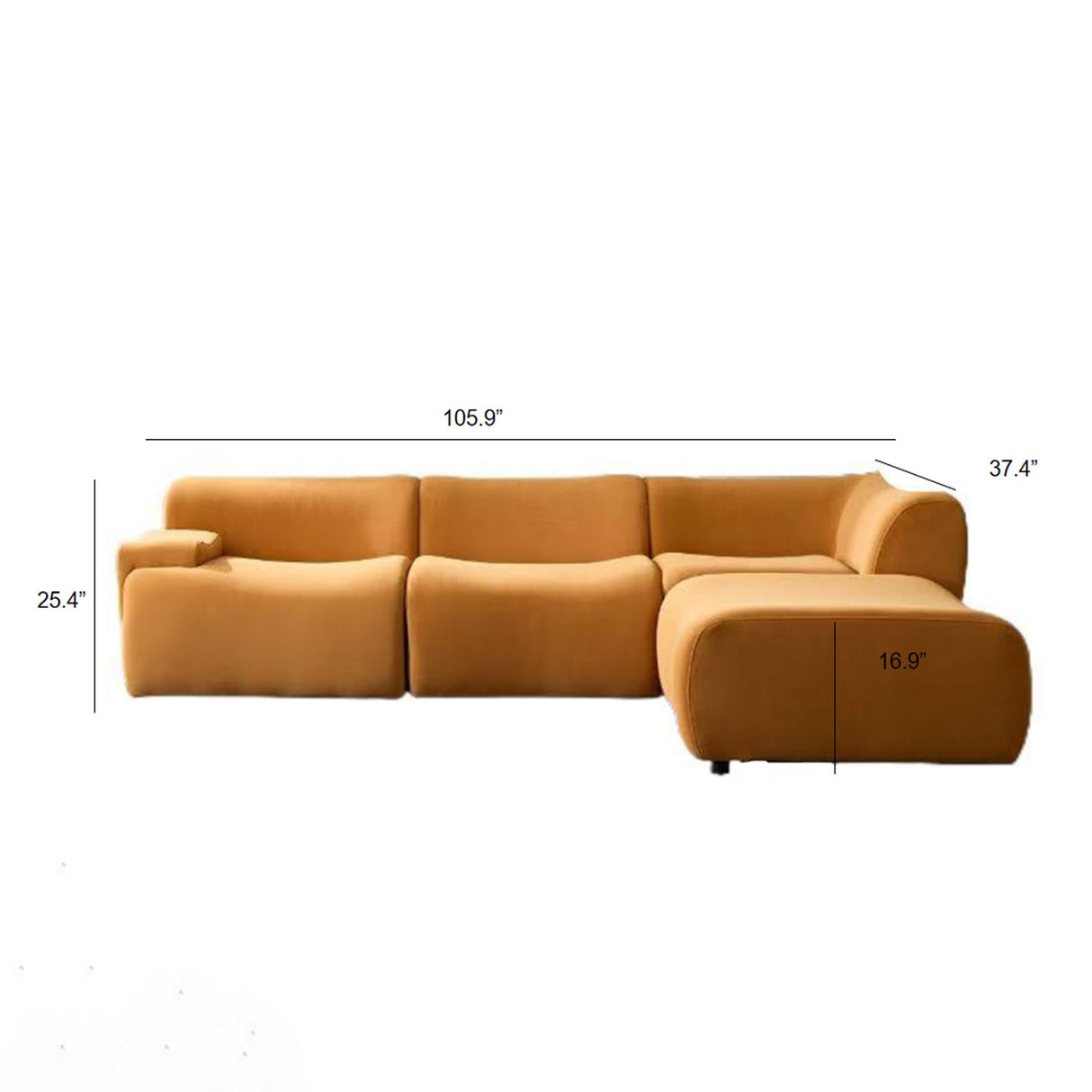 Strong Durable Fabric 4 Seat Sectional Sofa With High Density Sponge