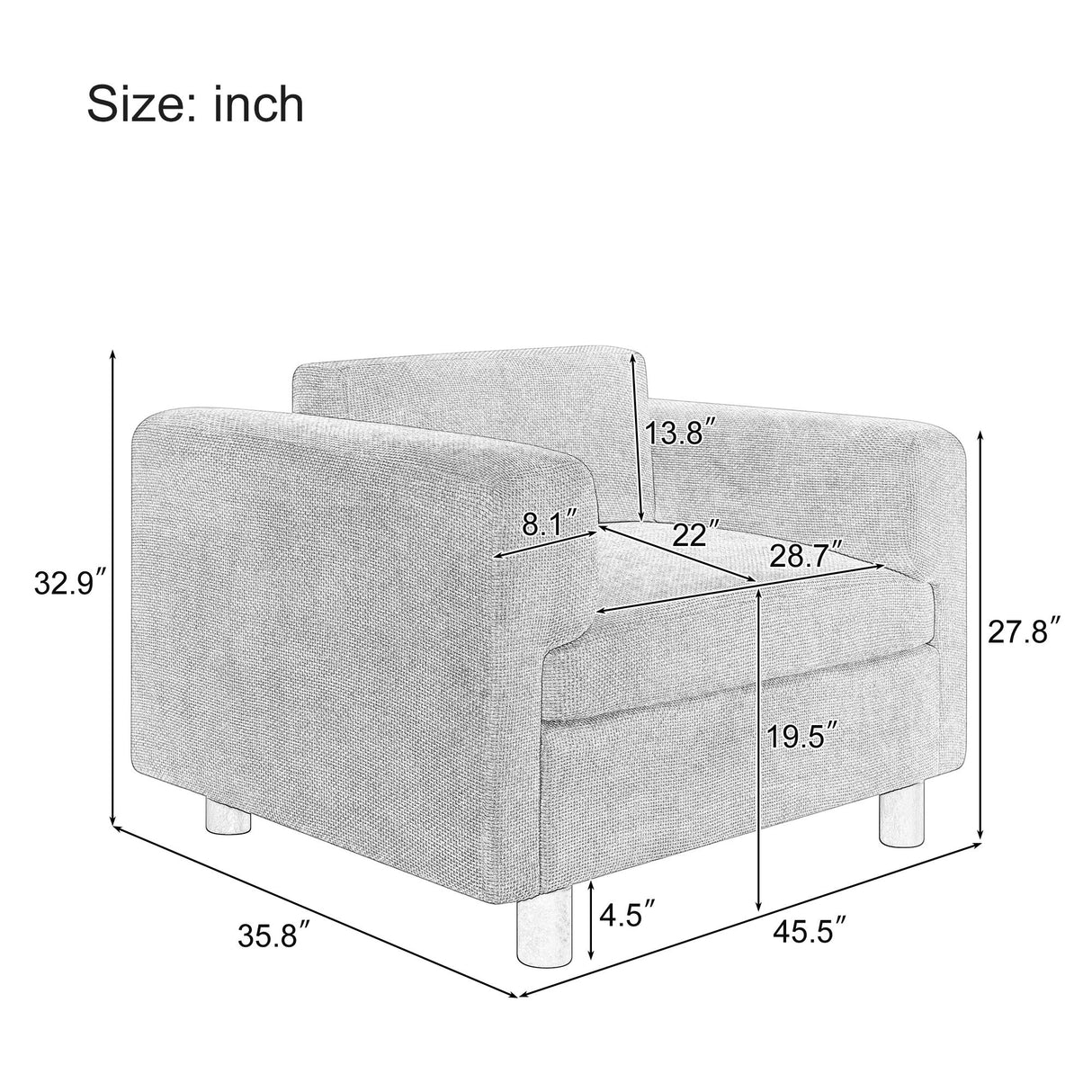 Modern Oversized Armchair Comfy Accent Chair Single Sofa For Living Room