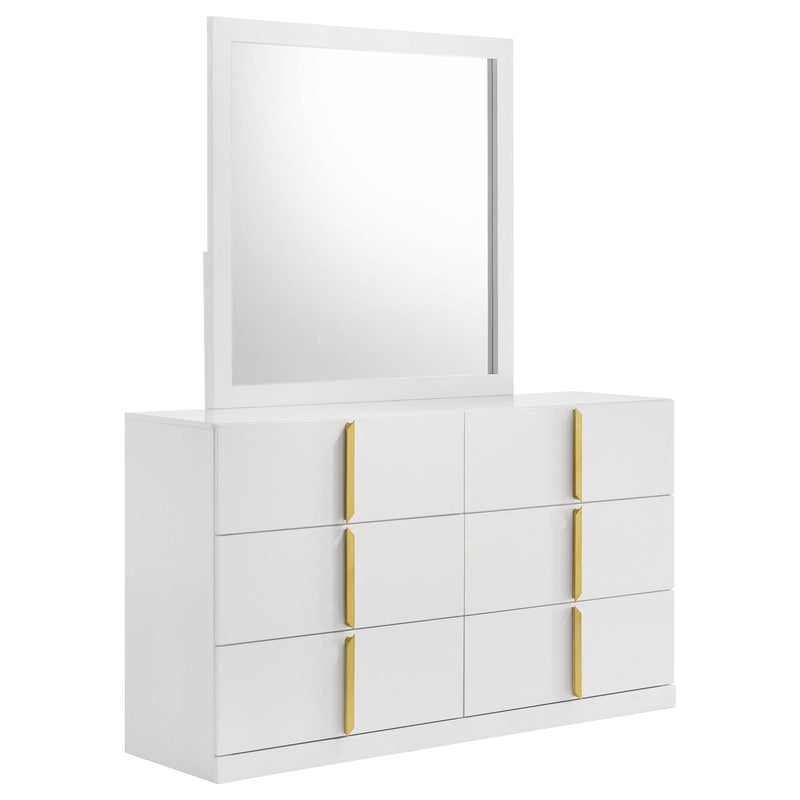 Lauryn - 6 Drawer Dresser With Mirror - Gloss White