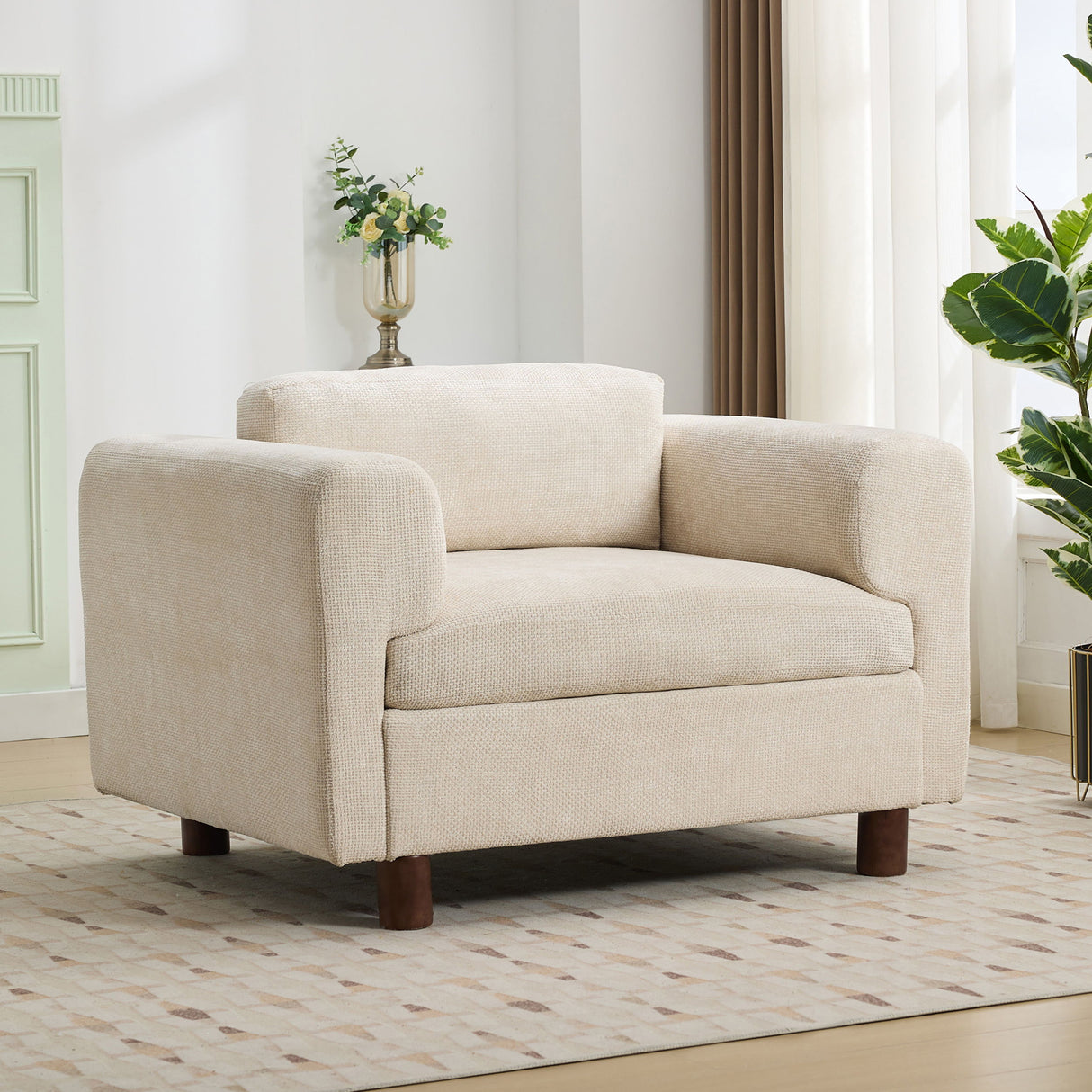 Modern Oversized Armchair Comfy Accent Chair Single Sofa For Living Room