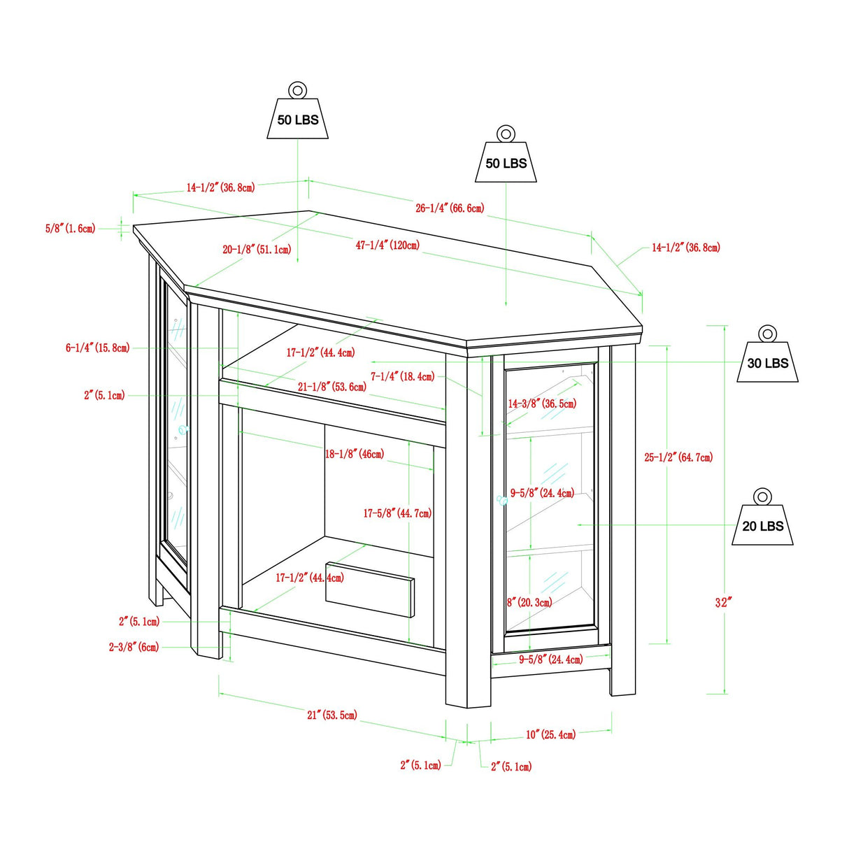 Classic Glass Door Fireplace TV Stand For Tvs Up To 55"