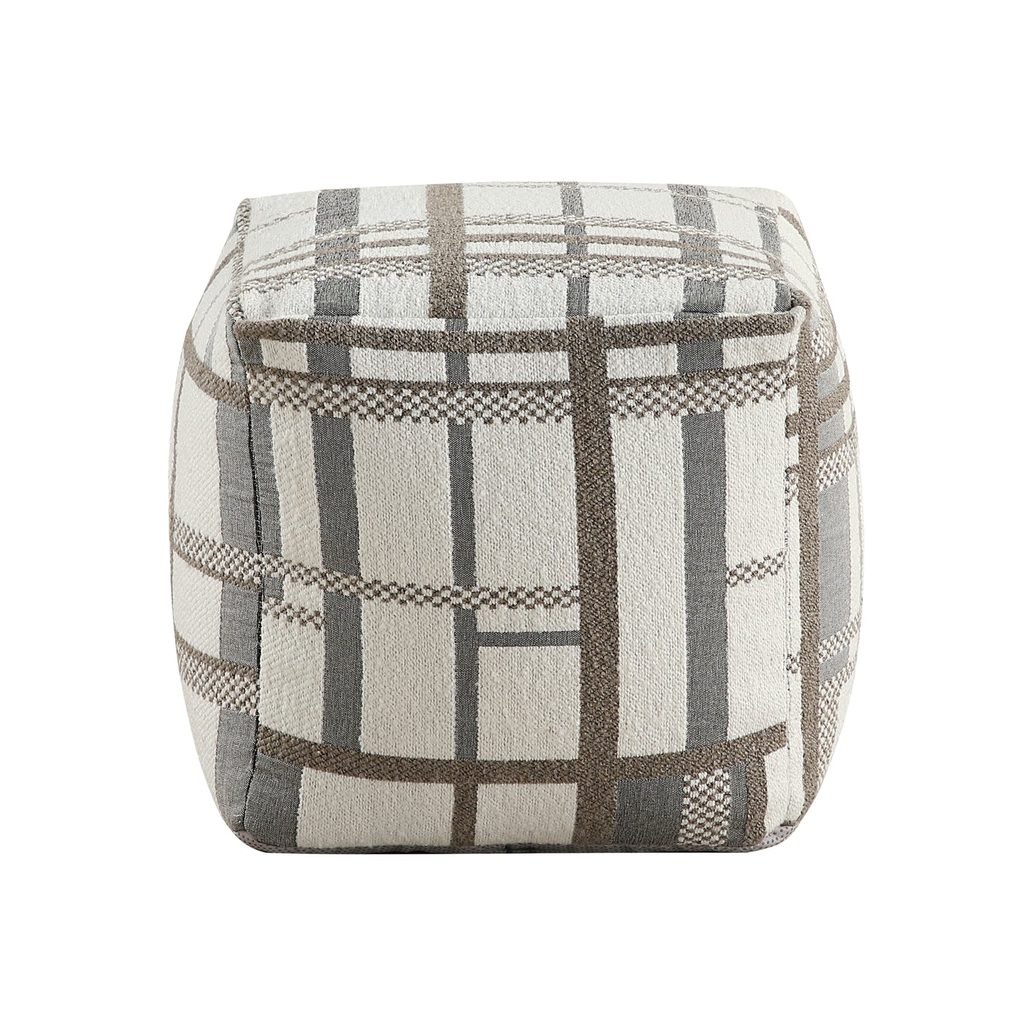 Square Pouf Multi-Color Jacquard Fabric Upholstery Modern Ottoman, Footstool, Non-Slip Floor Pouf, Bean Bag Chair, 1pc Sitting Pouf