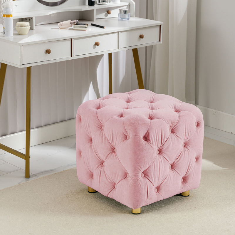 Modern Upholstered Ottoman, Exquisite Small End Table, Soft Foot Stool, Dressing Makeup Chair, Comfortable Seat For Living Room, Bedroom, Entrance