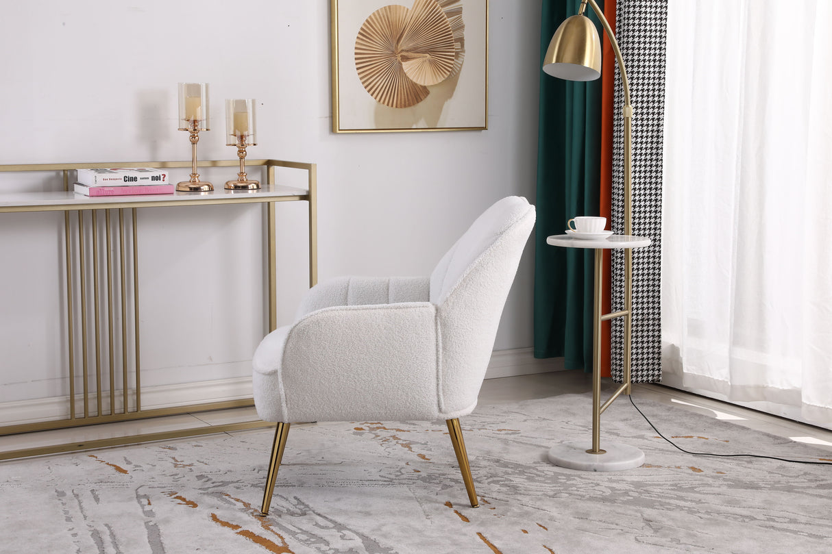 Modern Mid-Century Chair Tufted Sherpa Armchair For Living Room Bedroom Office