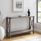 Farmhouse Metal X Table With Lower Shelf