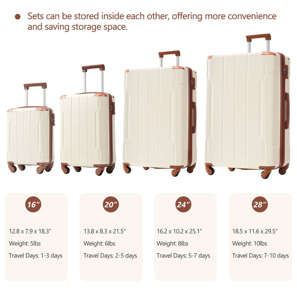 Hardshell Luggage 6 Piece Suitcase Set, Expandable Lightweight Suitcases With Wheels, Tsa Lock