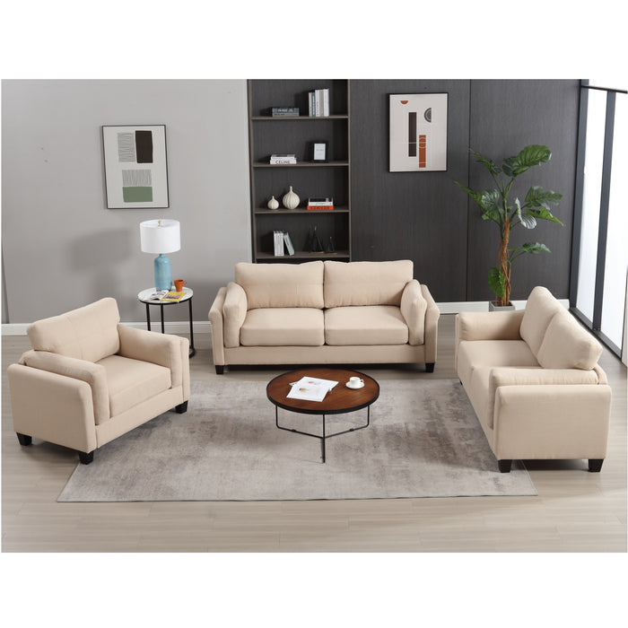 {NEW}{ VIDEO PROVIDED}Oversized Modern 3 Pieces Sofa Set  for Living Room Double Armrest Comfy Deep Seat Furniture Sets  Chair & Loveseat & 3 Seater Couch, Khaki