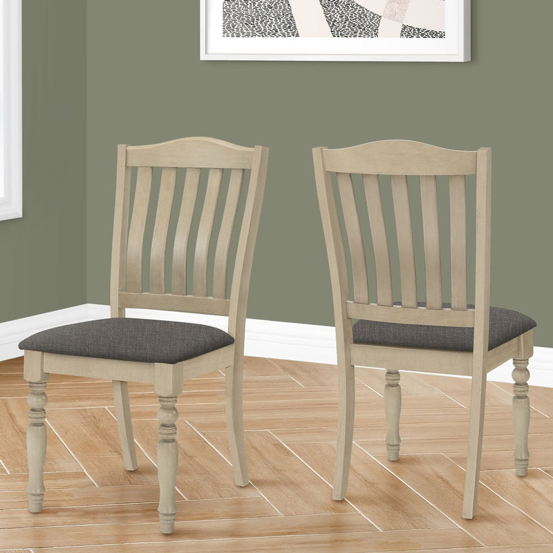 Dining Chair, Upholstered, Side, Transitional (Set of 2) - Gray