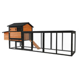 Chicken Coop With Run And Nesting Box, Large Outdoor Hen House For Backyard - Brown / Black