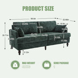 Chenille 2 Seater Sofa With LED Light, USB Charging Port, And Storage Bag