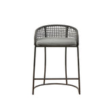 Coastal Woven Counter Stool With Upholstered Seat