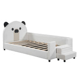 Upholstered Daybed With Bear Shaped Headboard, Hydraulic System And Breathable Mesh Fence
