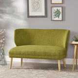 Elegant Classic Upholstered Loveseat With Curved Backrest