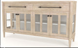 Power Ready - Buffet With Glass Cabinet Doors - Sand