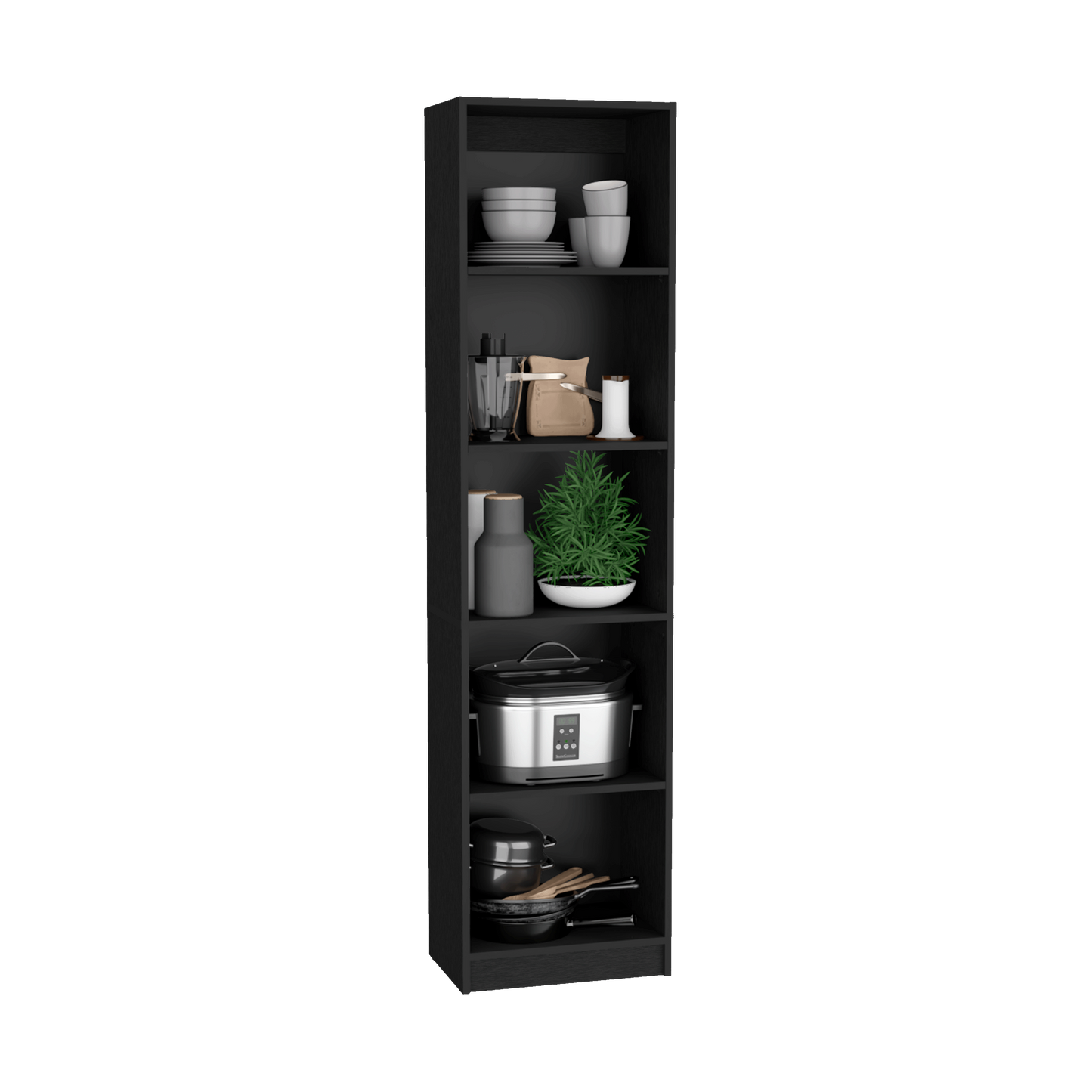 Dupree 4 Piece Home Bookcase set, 91" Wide with 17 Shelves And a Double-Door Cabinet ,  Living Room Set  Black