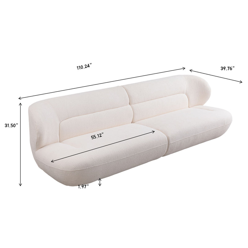Modern Fashion Yp40116W Circular Curve Design Sofa, 4 Seater For Office & Bedroom - White
