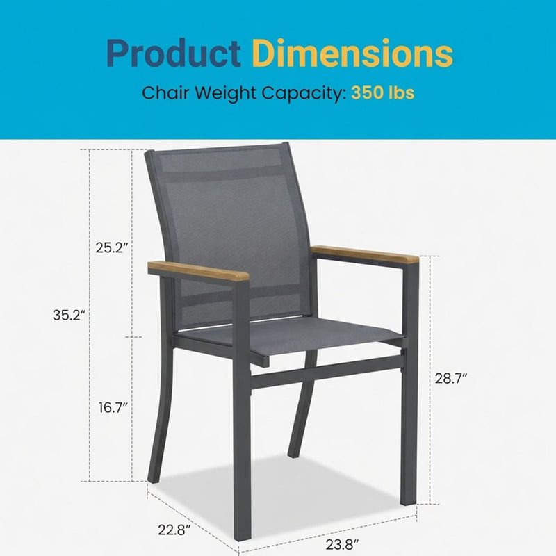 Outdoor Patio Chairs, Ergonomic (Set of 6) - Gray