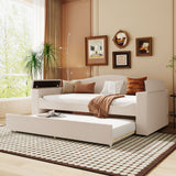 Upholstered Daybed With Storage Armrests, Trundle And Latest Integrated Bluetooth Audio System