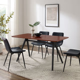Contemporary V Leg Veneer Dining Table - Dark Walnut
