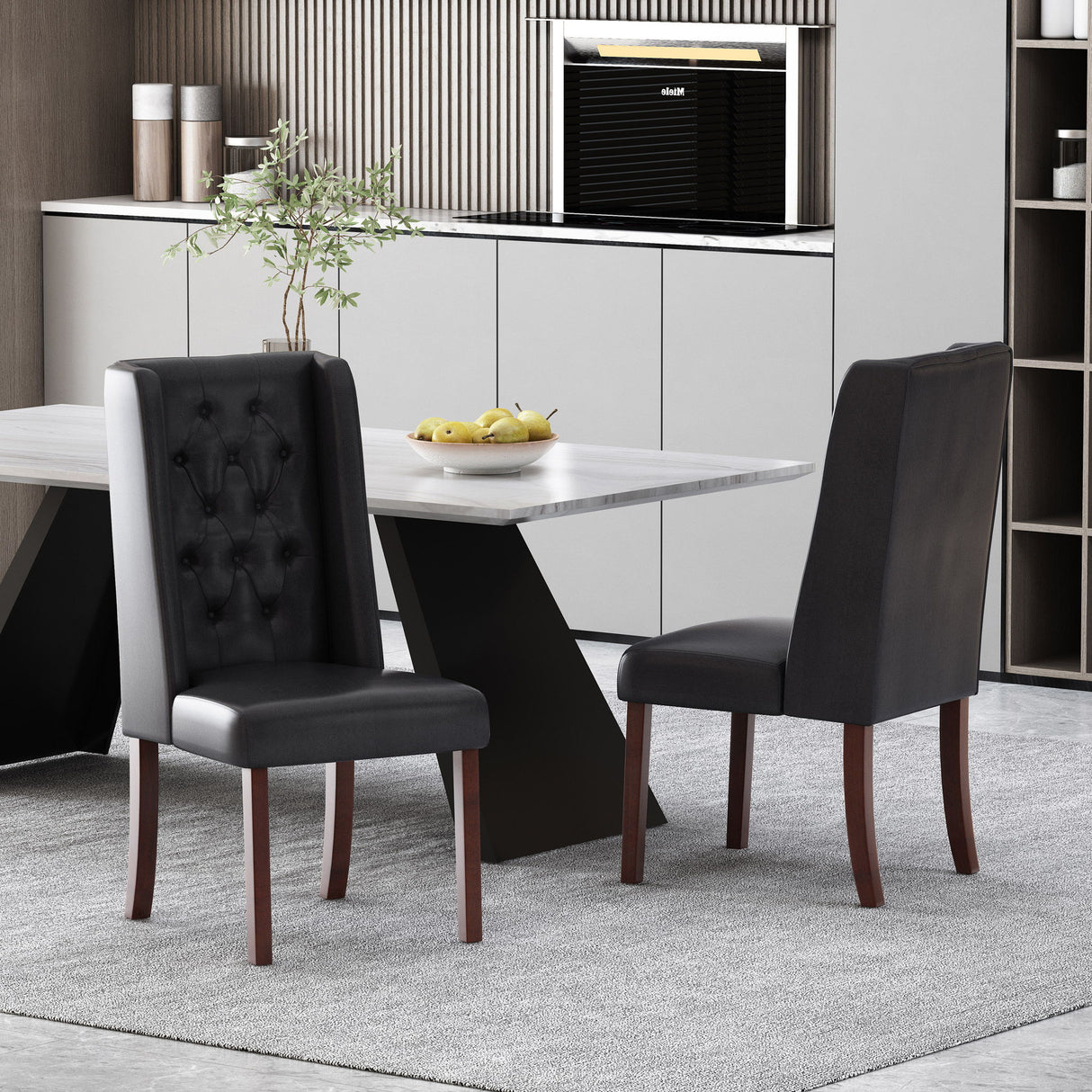Sophisticated Tufted Dining Chair With High Back Design