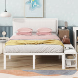 Platform Bed With 2 Tier Storage Shelves, Storage Cabinet