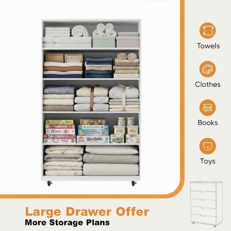 Modern 5 Drawer Dresser With Wheels