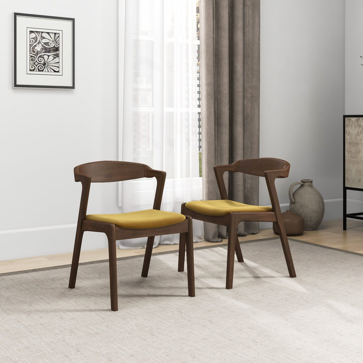 Dakota - Mid-Century Modern Velvet Dining Chair (Set of 2)