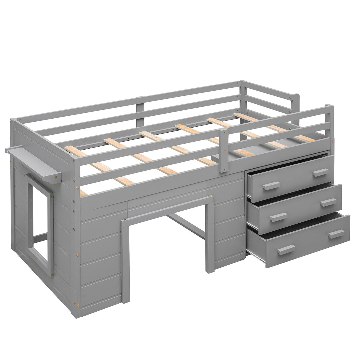 Loft Bed With Cabinet And Shelf