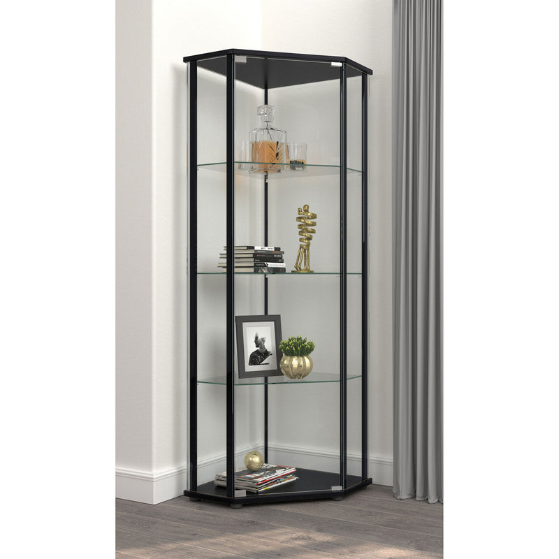 Lysander - 4 Shelf Curio Cabinet With Triangular Silhouette - Black