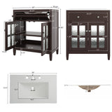 Bathroom Vanity With Ceramic Sink, Adjustable Shelf & Tip Out Tray