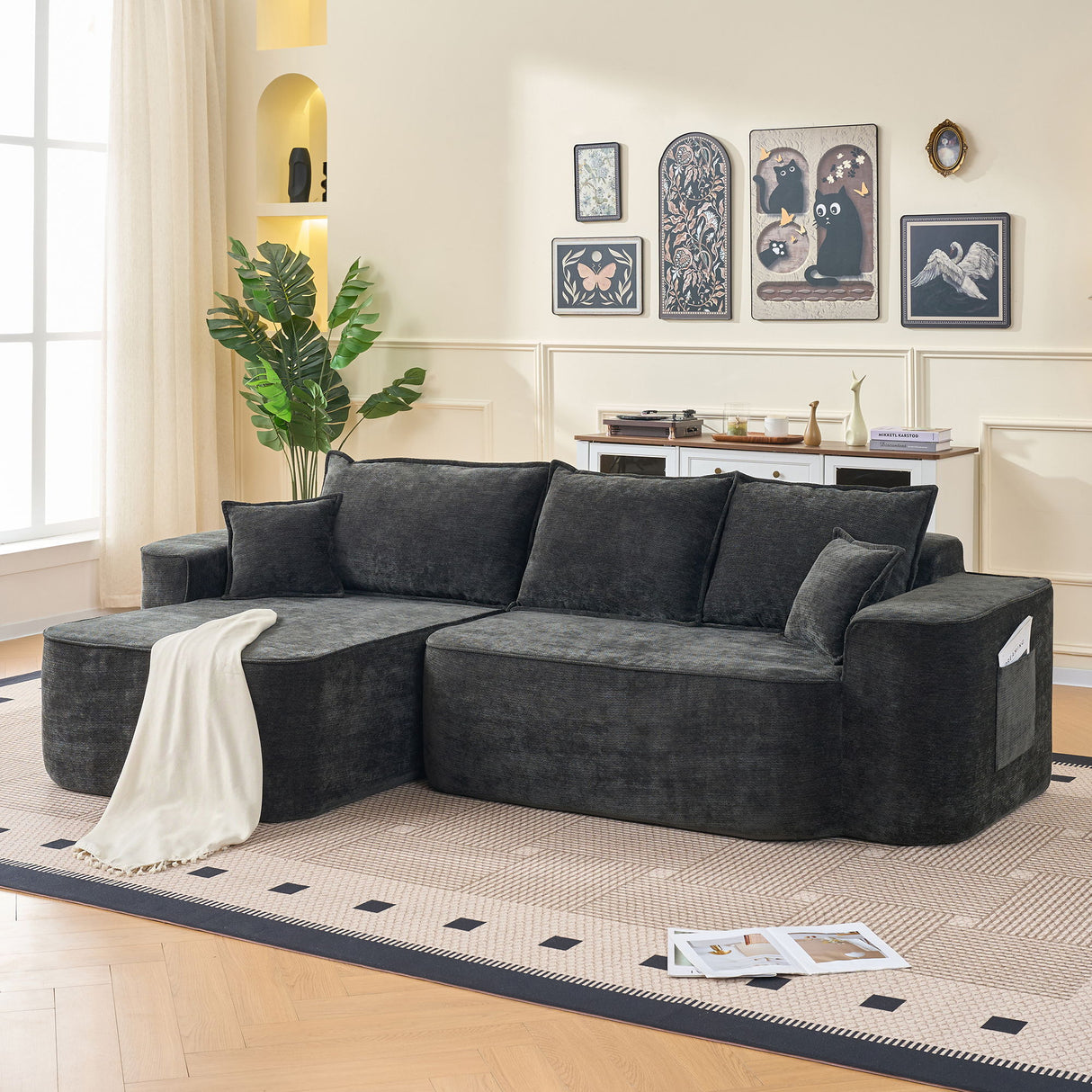 L-Shaped Sectional Sofa Couch With Chaise, Extra Deep Seats