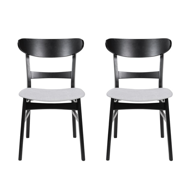 Dining Chairs With Upholstered Seat (Set of 2) - Black / Light Beige